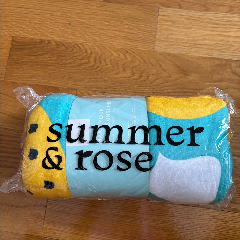 Summer & Rose Pineapple Turquoise and Yellow Towel 39 x 70 inches